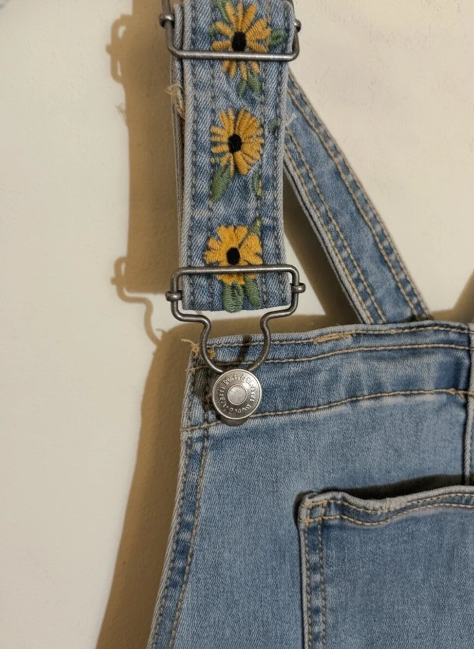 Roots & Threads Sunflower Denim Overalls XL NWT